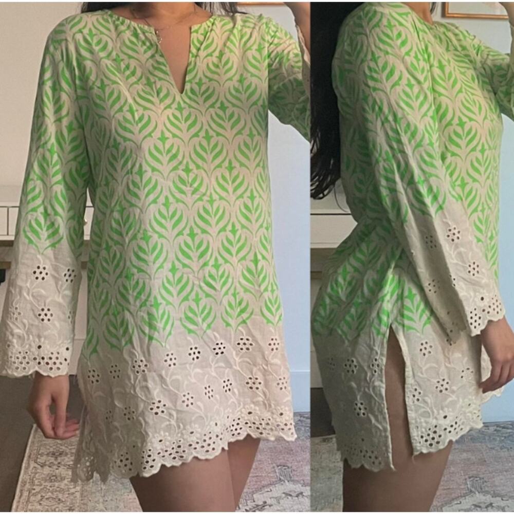 Roberta Roller Rabbit Womens‎ Boho Eyelet Long Sleeve Tunic Top Swim Coverup M